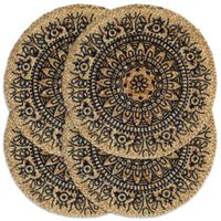 Placemats 4 st rond 38 cm jute donkerblauw - thumbnail