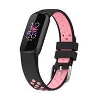 Fitbit Luxe - Siliconen sportbandje - Maat: Large - Zwart + roze - thumbnail