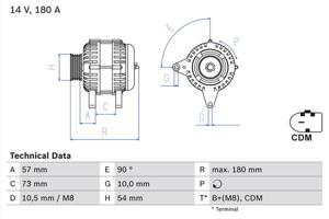 Dynamo / Alternator BOSCH, Spanning (Volt)14V, u.a. für BMW