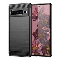 Funda de Silicona con Inserciones Símil de Fibra de Carbono Negra para Google Pixel 7 Pro
