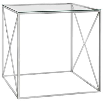 vidaXL Salontafel 55x55x55 cm roestvrij staal en glas zilverkleurig vidaXL Salontafel 55x55x55 cm roestvrij staal en glas zilverkleurig