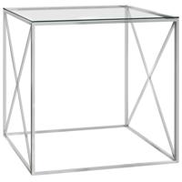 vidaXL Salontafel 55x55x55 cm roestvrij staal en glas zilverkleurig