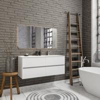 Zaro Valencia Solid Surface badmeubel 120cm mat wit 1 kraangat spoelbak rechts 4 lades