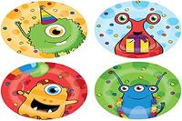 Haza 437850 Bordjes Monster Party, 8 stuks, meerkleurig, medium