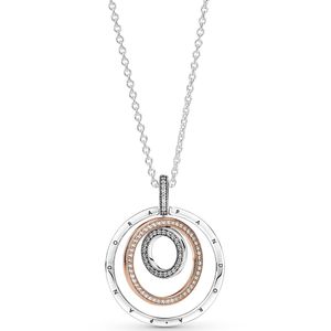 Pandora Two Tone 389483C01 Ketting Circles zilver-zirconia zilver-en rosekleurig 60 cm