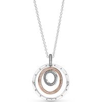 Pandora Two Tone 389483C01 Ketting Circles zilver-zirconia zilver-en rosekleurig 60 cm - thumbnail