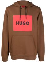 HUGO hoodie en coton à logo imprimé - Marron