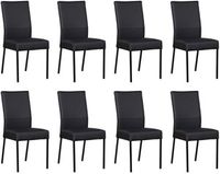 Set van 8 Donkerblauwe leren moderne eetkamerstoelen Real - poot vierkant zwart - Toledo Leer Pacific (donkerblauw leer) - thumbnail