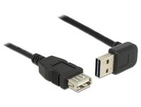 Delock USB-kabel USB 2.0 USB-A stekker, USB-A bus 1.00 m Zwart Stekker past op beide manieren, Vergulde steekcontacten, UL gecertificeerd 83547 - thumbnail