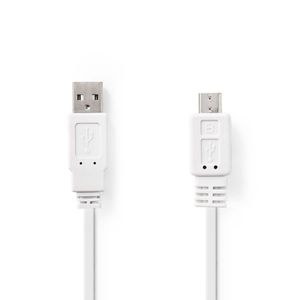 Platte USB 2.0-Kabel | A Male - Micro-B Male | 1,0 m | Wit [CCGP60410WT10]