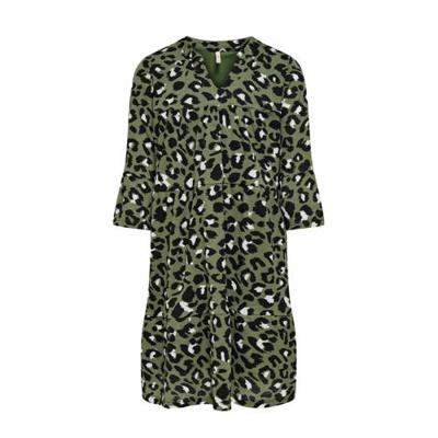 KIDS ONLY jurk KONPELLA met all over print en plooien groen/zwart/wit KIDS ONLY jurk KONPELLA met all over print en plooien groen/zwart/wit
