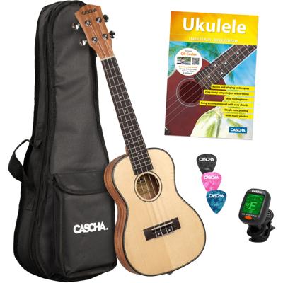 Cascha HH 2152 EN Mahogany concert ukelele set met lesboek, gigbag, plectrums Cascha HH 2152 EN Mahogany concert ukelele set met lesboek, gigbag, plectrums