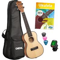Cascha HH 2152 EN Mahogany concert ukelele set met lesboek, gigbag, plectrums