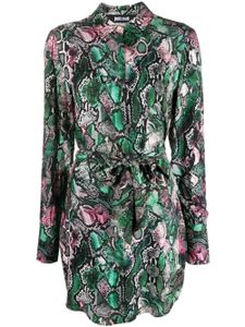 Just Cavalli robe-chemise ceinturée à imprimé peau de serpent - Vert