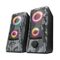 Trust Gaming Gxt 606 Javv 23379 2.0 Speaker (Rgb Led, Usb En 3.5Mm Aansluiting, 12W, Voor Pc/Laptop), Grijs