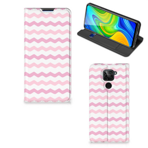 Xiaomi Redmi Note 9 Hoesje met Magneet Waves Roze