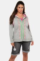 Ulla Popken Sweatjack, capuchon, folklore details, zakken met vichyruitjes - Grote Maten