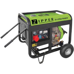 Zipper ZI-STE6700DH motorgenerator 5700 W 12,5 l Diesel Zwart, Lichtgroen