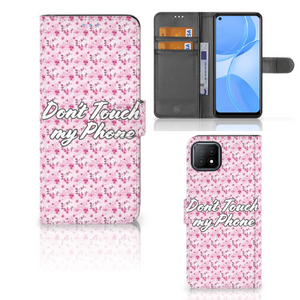 OPPO A73 5G Portemonnee Hoesje Flowers Pink DTMP