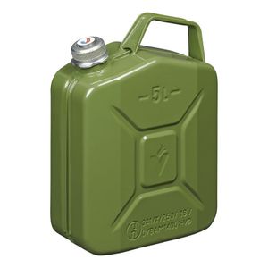 Metalen jerrycan met magnetische dop legergroen voor brandstof 5 liter