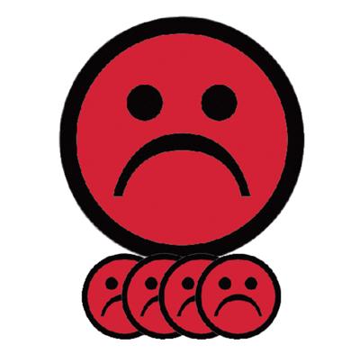 Magneet smiley 2.5 cm emotie bedroefd rood