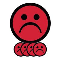 Magneet smiley 2.5 cm emotie bedroefd rood