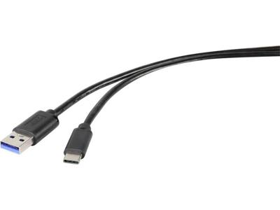 Renkforce USB 3.1 (gen. 1) Aansluitkabel [1x USB 3.1 stekker A​ - 1x USB-C stekker] 3.00 m Zwart