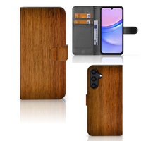 Samsung Galaxy A15 Book Style Case Donker Hout - thumbnail