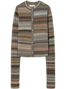 RE/DONE striped ribbed-knit wool cardigan - Marron