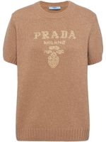 Prada pull en cachemire mélangé à logo intarsia - Tons neutres