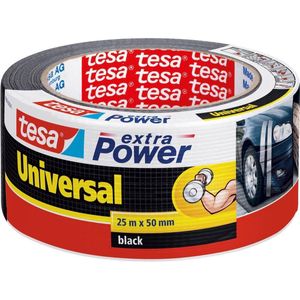 2x Tesa ducttape Extra Power universeel zwart 25 mtr x 5 cm klusbenodigdheden