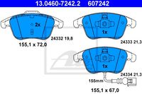 Remmenset, remschijf ATE, Remschijftype: Geventileerd: , Inbouwplaats: Vooras, u.a. für Seat, VW, Audi