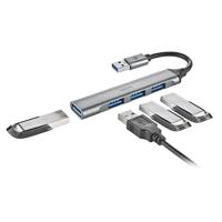 NGS IHUB4 Micro-USB-hub, 4 poorten, 1 x USB 3.2, GEN1 en 3 x USB 2.0, hoge snelheid, 5 Gbit/s, universele compatibiliteit, pc en Mac, Plug & Play, compact en draagbaar ontwerp, 100 mm kabel