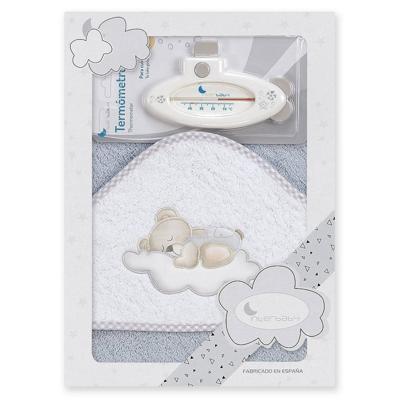 Interbaby Badaccessoires Cloud 100 Cm Katoen Grijs 2-delig