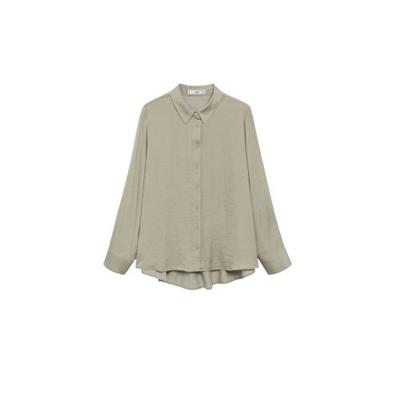 Mango geweven blouse met plooien grijsgroen