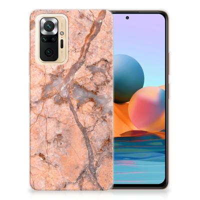 Xiaomi Redmi Note 10 Pro TPU Siliconen Hoesje Marmer Oranje Xiaomi Redmi Note 10 Pro TPU Siliconen Hoesje Marmer Oranje