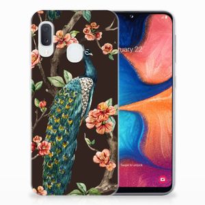 Samsung Galaxy A20e TPU Hoesje Pauw met Bloemen