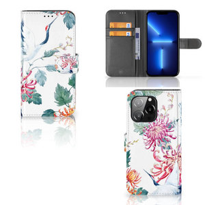 iPhone 13 Pro Telefoonhoesje met Pasjes Bird Flowers