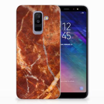Samsung Galaxy A6 Plus (2018) TPU Siliconen Hoesje Marmer Bruin