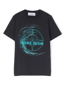 Stone Island Junior t-shirt en coton à patch logo - Bleu