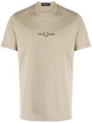 Fred Perry Katoenen T-shirt met geborduurd logo - Groen