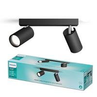 Philips Idris Spot - Spatwaterdicht IP44-5W - Zwart - Badkamerlamp - Twee lichtpunten - Alleen geschikt voor LED spots