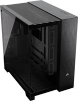 CORSAIR 6500X Mid-Toren ATX PC-Behuizing met Twee Kamers - Panoramisch Gehard Glas - Omgekeerd Aansluiting Moederbord Compatibel - Geen Fans Inbegrepen - Zwart/Obsidiaan Aluminium