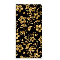 Motorola Moto G54 Smart Cover Gouden Bloemen - thumbnail