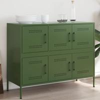 Dressoir 100,5x39x79 cm koudgewalst staal olijfgroen