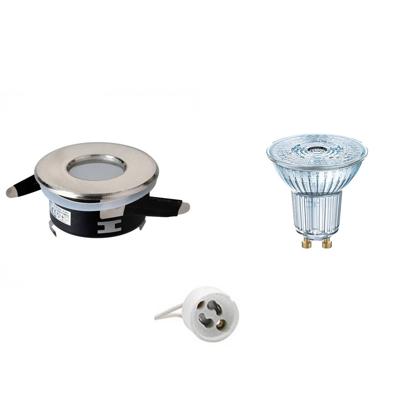 LED Spot Set - OSRAM Parathom PAR16 930 36D - Aigi - GU10 Fitting - Waterdicht IP65 - Dimbaar - Inbouw Rond - Mat Chroom LED Spot Set - OSRAM Parathom PAR16 930 36D - Aigi - GU10 Fitting - Waterdicht IP65 - Dimbaar - Inbouw Rond - Mat Chroom