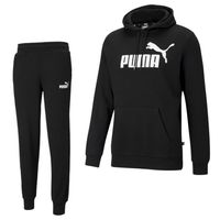 PUMA Essentials+ 2 College Big Logo Fleece Trainingspak Zwart Wit - thumbnail