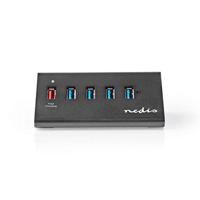Nedis USB hub met 5 poorten - USB3.0 - Quick Charge 3.0 - externe 12V voeding / zwart - 1 meter