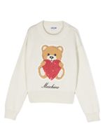 Moschino Kids pull à logo en intarsia - Blanc - thumbnail