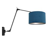 Steinhauer Zwarte wand leeslamp Prestige Chic met blauw velvet 8240ZW - thumbnail